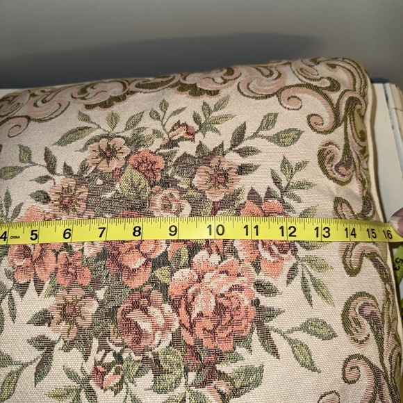 Vintage Floral Roses Tapestry Pillow Reversible Cottagecore Boho Victorian - Picture 4 of 5